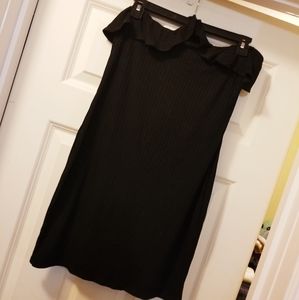 Halter Neck Ribbed Black Mini Dress SZ L